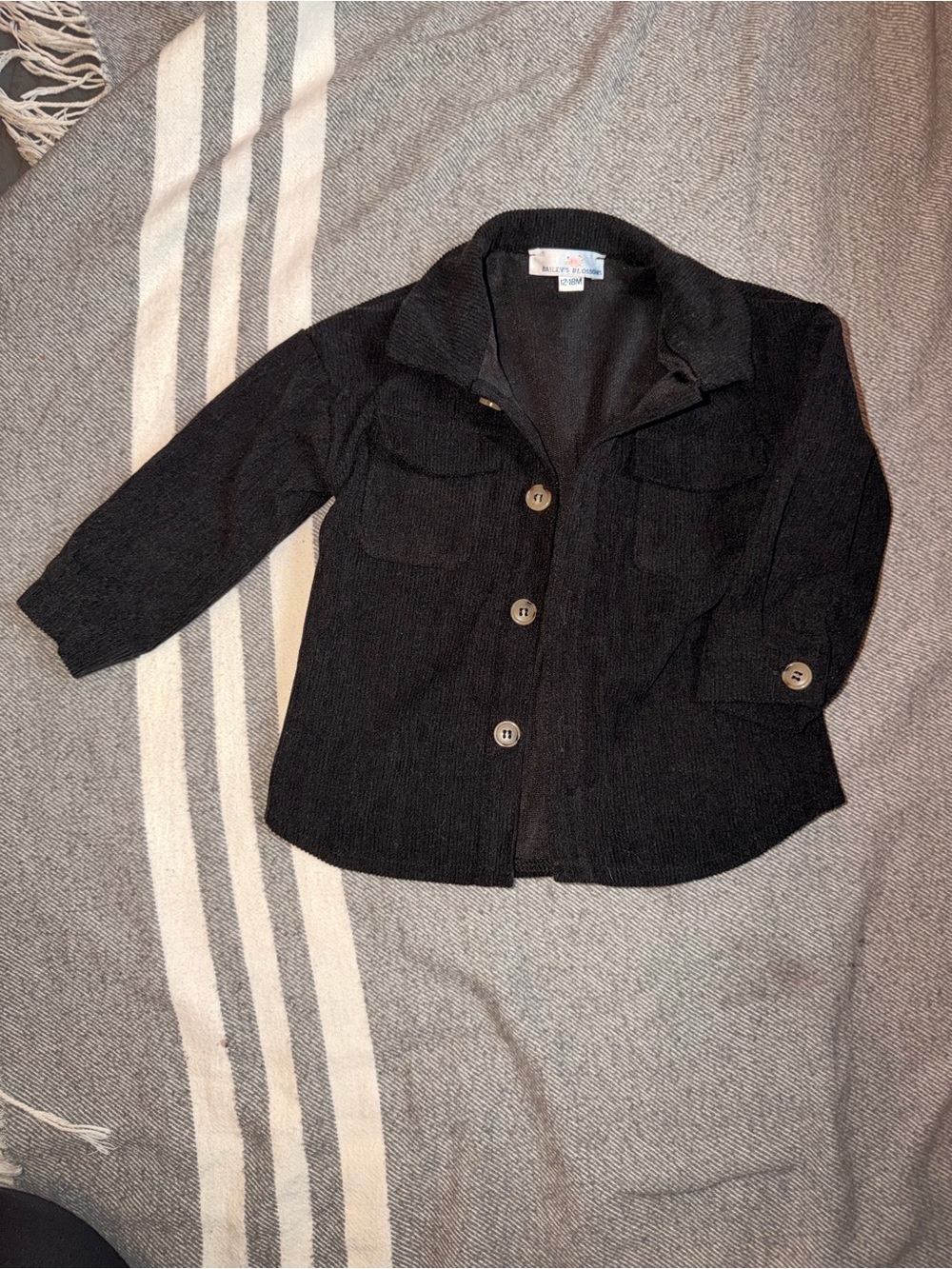 Baileys Blossoms toddler black corduroy jacket